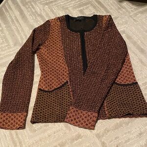 NWOT Rag and Bone Copper and Black Textured Long Sleeve zip up sweater